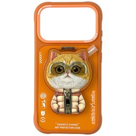 Etui Nimmy Cool&Cute 2.0 Cat do iPhone   17 Pro z magnetyczną zawieszką pomarańczowy