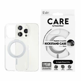 Etui CARE by PanzerGlass Kickstand Case  iPhone 15 Pro 6,1" MagSafe srebrny/silver 1414