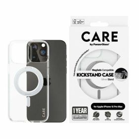 Etui CARE by PanzerGlass Kickstand Case  iPhone 15 Pro Max 6,7" MagSafe srebrny/silver 1415