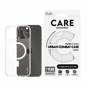 Etui CARE by PanzerGlass Flagship Urban  Combat Case iPhone 15 Pro Max 6,7" MagSafe biały/white 1420