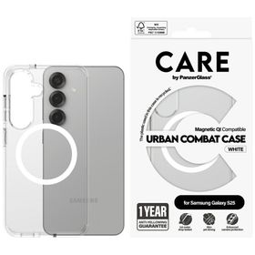 Etui CARE by PanzerGlass Flagship Urban Combat White QI do Samsung Galaxy S25 przezroczysty