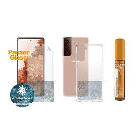 PanzerGlass Zestaw Start Sam S21+Ochrona ekranu TPU, Etui ClearCase, Spray 30ml
