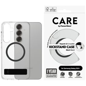 Etui CARE by PanzerGlass Feature Black Kickstand & QI do Samsung Galaxy S25+ przezroczysty