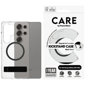 Etui CARE by PanzerGlass Feature Black Kickstand & QI do Samsung Galaxy S25 Ultra przezroczysty