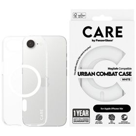 Etui CARE by PanzerGlass Flagship Urban  Combat White MagSafe do iPhone 16e / 17e przezroczysty