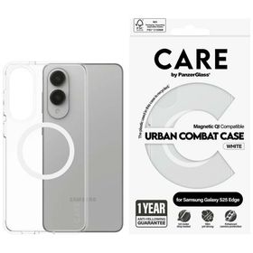Etui CARE by PanzerGlass Flagship Urban Combat White QI do Samsung Galaxy S25 Edge przezroczysty