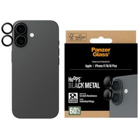 Szkło hartowane na obiektyw PanzerGlass  Hoops do iPhone 17 / 16 / 16 Plus czarny
