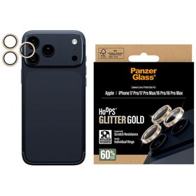 Szkło hartowane na obiektyw PanzerGlass  Hoops Glitter do iPhone 17 Pro / 17 Pro Max / 16 Pro / 16 Pro Max złoty