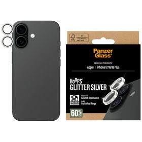 Szkło hartowane na obiektyw PanzerGlass  Hoops Glitter do iPhone 17 / 16 / 16 Plus srebrny