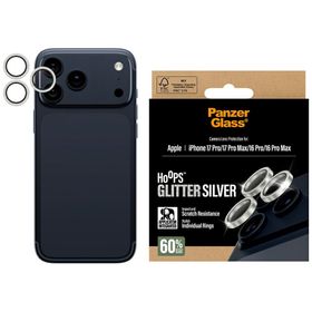 Szkło hartowane na obiektyw PanzerGlass  Hoops Glitter do iPhone 17 Pro / 17 Pro Max / 16 Pro / 16 Pro Max srebrny