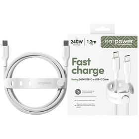 Kabel empower by PanzerGlass Racing 240W USB-C do USB-C 1.2m srebrno-czarny