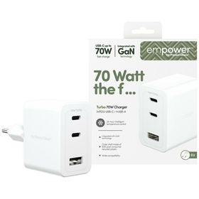 Ładowarka sieciowa empower by PanzerGlass Turbo 70W 2x USB-C USB-A srebrno-biały