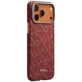 Etui PITAKA Ultra-Slim Monogram MagSafe do iPhone 17 Pro złoto czerwony