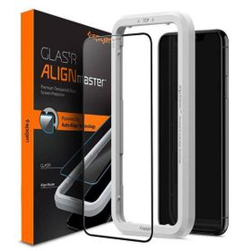 Spigen Alm Glass FC iPhone 11szkło hartowane czarna ramka z ramką montażową AGL00106