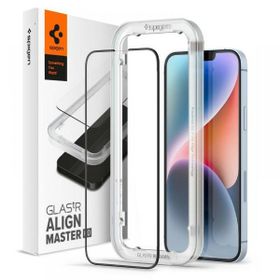 Spigen Alm Glass FC iPhone 17e/16e/14/13 Pro/13 szkło hartowane czarna ramka z ramką montażową AGL03725