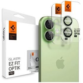 Osłona aparatu Spigen Optik Pro Glas.TR  "EZ FIT" Camera Protector 2szt do iPhone 17 / 16 / 16 Plus zielony
