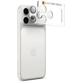 Ochrona na obiektyw aparatu Spigen       Glas.Tr Camera EZ FIT Optik Pro XL do Apple iPhone 17 Pro srebrny