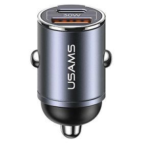 USAMS Ład. sam. 1xUSB+1xUSB-C C38 30WPD Fast Charge z wbudowanym pieścieniem stalowy/tarnish CC206CC01 (US-CC206)