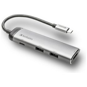 Verbatim Adapter Hub USB-C - USB-C/ 2xUSB-A 3.0/HDMI aluminiowy/aluminum 49140