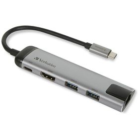 Verbatim Adapter Hub USB-C - USB-C/ 2xUSB-A 3.0/HDMI/Eternet aluminiowy/aluminum 49141