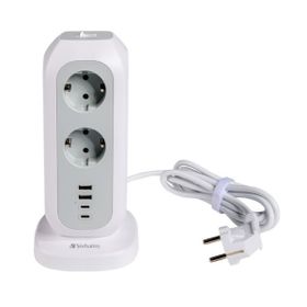 Verbatim Przedłużacz pionowy 15w1 11xAC UE/2xUSB-C/2xUSB-A 2m EUPT-01 biały/white 49547 (powertower)