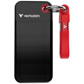 Dysk Zewnętrzny Verbatim Pocket SSD 2TB - brelok do kluczy z kablem USB-C 3.2 gen.2 czarno-czerwony/black-red 32196