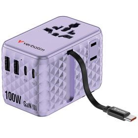 Verbatim Adapter podróżny EU/UK/US GaN 2xUSB-C/2xUSB-A/1xUSB-C PD 100W fioletowy 30193