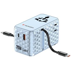 Verbatim Adapter podróżny EU/UK/US GaN 1xUSB-C/1xUSB-A/2xUSB-C PD 70W niebieski 30187