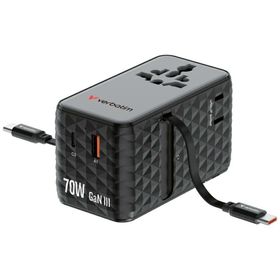 Verbatim Adapter podróżny EU/UK/US GaN 1xUSB-C/1xUSB-A/2xUSB-C PD 70W czarny 30186