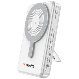 Powerbank Verbatim Charge n Go 10000mAh z podstawką Magnetic Wireless wyświetlacz TFT 2xkabel USB-C srebrny 32273