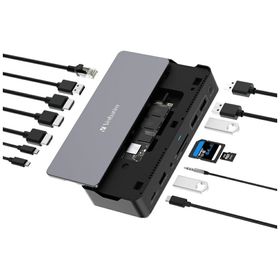 Adapter Verbatim stacja dokująca USB-C Pro 15w1 2xHDMI/1xRJ45/3xUSB-A/3xUSB-C/1xSD/1xmicroSD/1xAudio/1xDisplayPort/1xSSD szary 32173