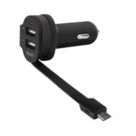 Xqisit ład. sam. 6A Dual USB+microUSBcar charger czarny/black 20425