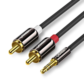 Kabel Ugreen AV116 10583 audio mini jack 3,5 mm (męski) / 2RCA (męski) 1.5m - czarny