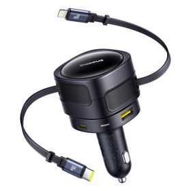 Ładowarka samochodowa Baseus Enjoyment Max 90W 2x USB-C + kabel USB-C i Lightning – czarna