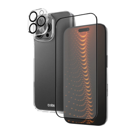 Zestaw SBS z technologią D3O na iPhone 16 Pro Max – etui + szkło ochronne na ekran i aparat - przezroczyste