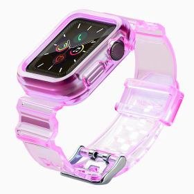 Silikonowa opaska pasek bransoleta bransoletka etui Strap Light Set do zegarka Apple Watch 44 mm - czerwona