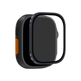 Szkło hartowane Puro z tytanową ramką na Apple Watch Ultra / Ultra 2 / Ultra 3M - czarne