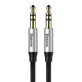 Baseus Yiven M30 kabel audio stereo AUX 3,5 mm męski mini jack 1m srebrno-czarny (CAM30-BS1)