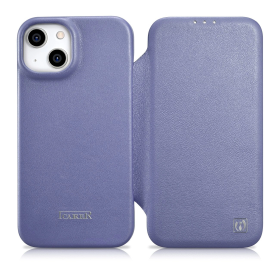 iCarer CE Premium Leather Folio Case skórzane etui iPhone 14 Plus z klapką magnetyczne MagSafe jasnofioletowy (WMI14220715-LP)