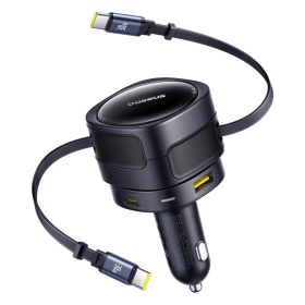 Ładowarka samochodowa Baseus Enjoyment Max 90W 2 x kabel USB-C + USB-A + USB-C - czarna