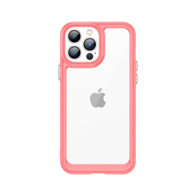 Outer Space Case etui do iPhone 12 Pro Max sztywny pokrowiec z żelową ramką czerwony
