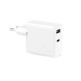 Ładowarka sieciowa Puro 25W Power Delivery USB-A USB-C - biała