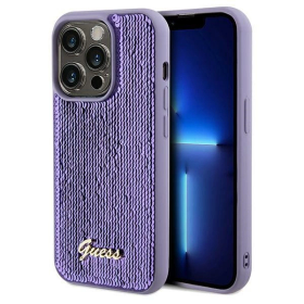 Guess Sequin Script Logo Case for iPhone 14 Pro Purple