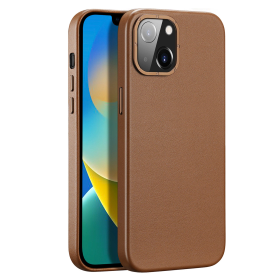Dux Ducis Grit skórzane etui do iPhone 14 Plus elegancki pokrowiec ze sztucznej skóry (kompatybilne z MagSafe) brązowy
