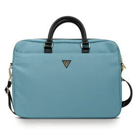 Torba Guess Nylon Triangle Logo na laptopa 16" - niebieska