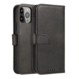 Magnet Case elegancki futerał etui pokrowiec z klapką i funkcją podstawki iPhone 14 Plus czarny