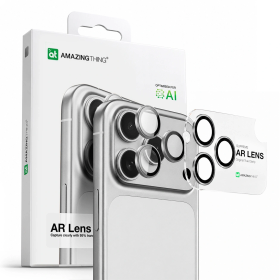 Szkło na aparat AMAZINGTHING Lens Glass na iPhone 17 Pro / Pro Max ze srebrną ramką aluminiową