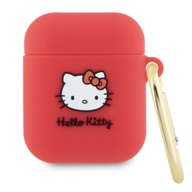 Hello Kitty Silicone 3D Kitty Head - Etui AirPods 1/2 gen (fuksja)