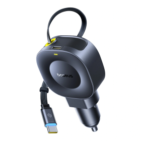 Ładowarka samochodowa Baseus PrimeTrip VR2 45W + 45W ze zwijanym kablem USB-C - czarna