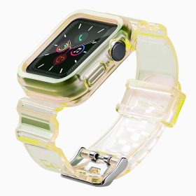 Silikonowa opaska pasek bransoleta bransoletka etui Strap Light Set do zegarka Apple Watch 42 mm - żółta